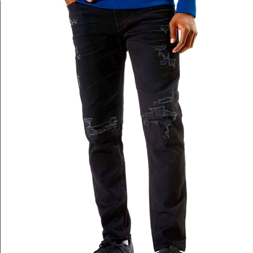 American Eagle Men’s Black Cozy Airflex+ Destroyed Skinny Jeans Size 30x30